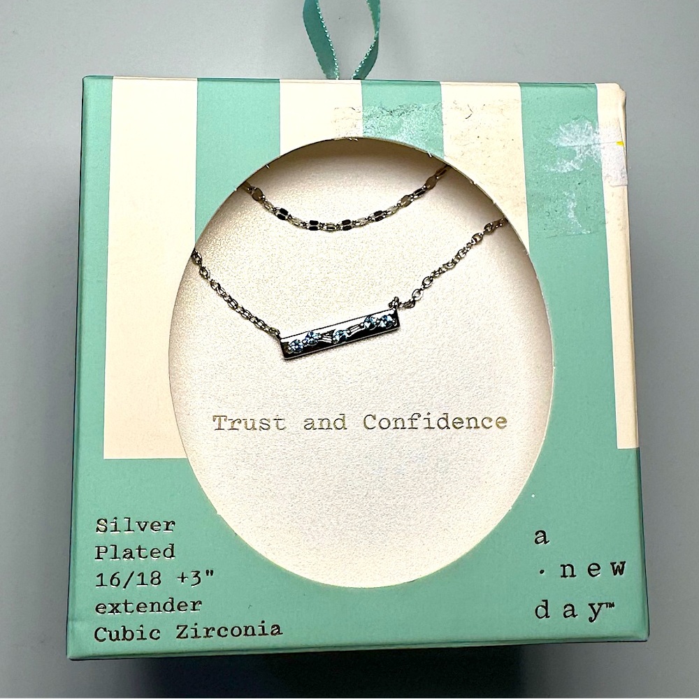 A New Day Silver Plated Cubic Zirconia Necklace – Trust & Confidence Pendant